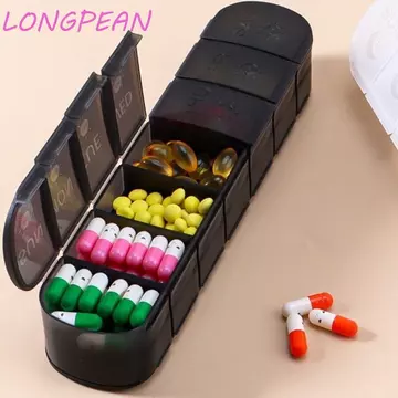 Hộp đựng máy tính bảng hộp đựng thuốc hàng tuần LONGPEAN, Hộp đựng thuốc Vitamin hai lớp 7 ngày, Hộp đựng thuốc 14 lưới bền bỉ có ngăn Hộp đựng thuốc bé trai / bé gái
