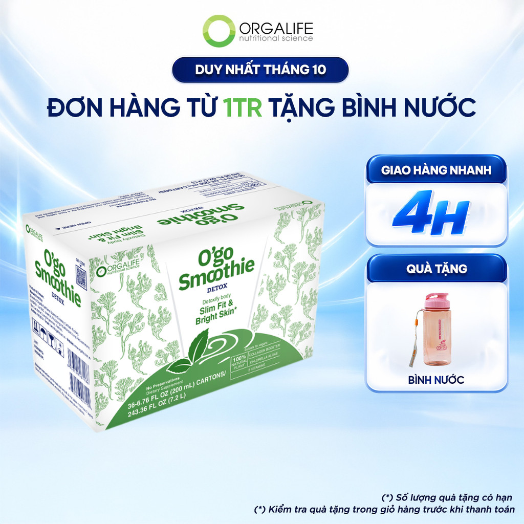 Thùng 36 Hộp O'GO SMOOTHIE DETOX Thanh Lọc Cơ Thể (200ml/Hộp)