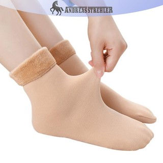 Onetimingfine Nhung Mới Nữ Mùa Đông Ấm Áp Làm Dày Tất Giữ Nhiệt Mềm Mại Thường Ngày Màu Trơn Tất Len Cashmere Nhà Giày Trượt Tuyết Tầng Tất 1 Cặp VN