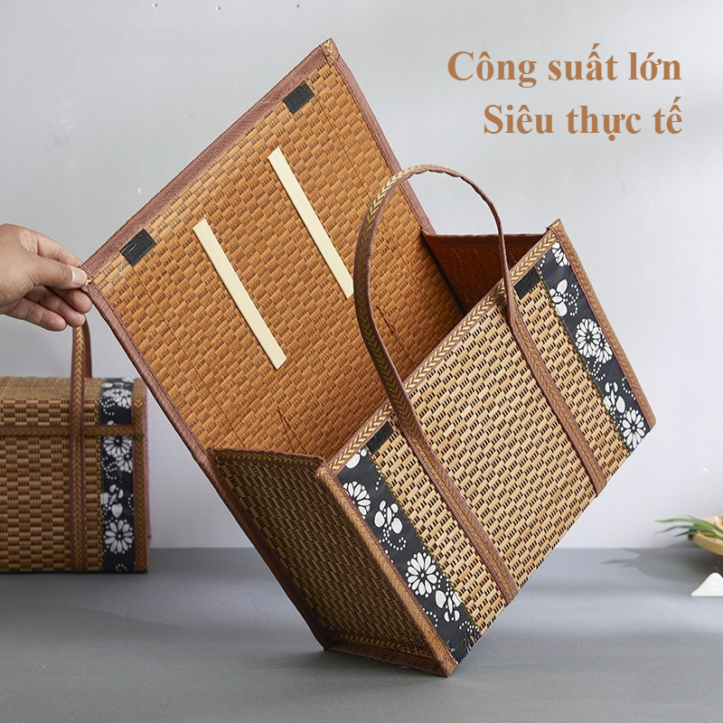 Giỏ đựng quà Tiết mây tre đan cao cấp，Ren đẹp, công suất lớn Ngoài trời/sử dụng hàng ngày/tặng quà