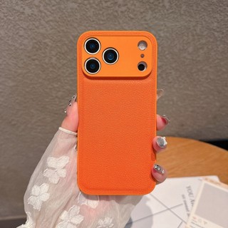 Ốp Điện Thoại Da PU Bảo Vệ Toàn Diện Màu Trơn Cho iPhone 17 17Pro 17Air 17Promax 13 14 15 16 Pro Max Chống Sốc Chống Trơn Trượt Nam Nữ Vỏ Di Động