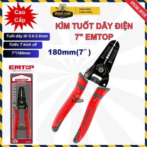[Chính hãng] Kìm tuốt dây điện EMTOP 7" tuốt dây từ 0.6-2.6mm cao cấp