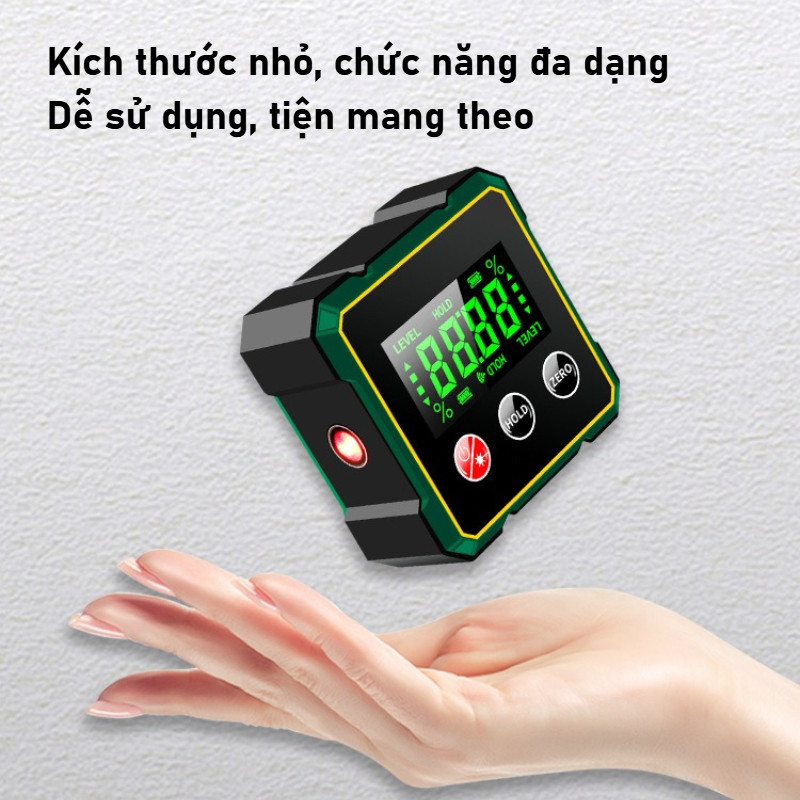 máy đo góc laser kép hiển thị số liệu - có từ hút trên 4 mặt, nhỏ gọn tiện lợi dễ mang