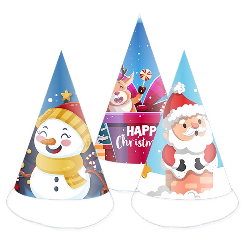 6 Chiếc Tiệc Giáng Sinh Mũ Giấy Tam Giác Nón Đạo Cụ Chụp Ảnh Ông Già Noel Giáng Sinh Trang Trí Nhà