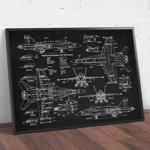Scandinavia Đơn Giản Nghệ Thuật Treo Tường Máy Bay F18 F22 HD Canvas Poster Tranh In Hình Máy Bay Chiến Đấu Phản Lực Blueprint Phi Công Quà Tặng Phòng Trang Trí Nhà