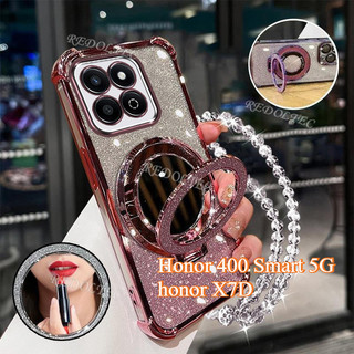 Ốp Lưng Cho Honor 400 Smart X7D 5G 4G Vỏ Lấp Lánh Chuyển Đổi Mới Có Gương Trang Điểm Giá Đỡ Từ Tính Cho Honor X7D 400Smart Bảo Vệ Ống Kính Có Giá Đỡ Dây Buộc Vỏ Chống Sốc