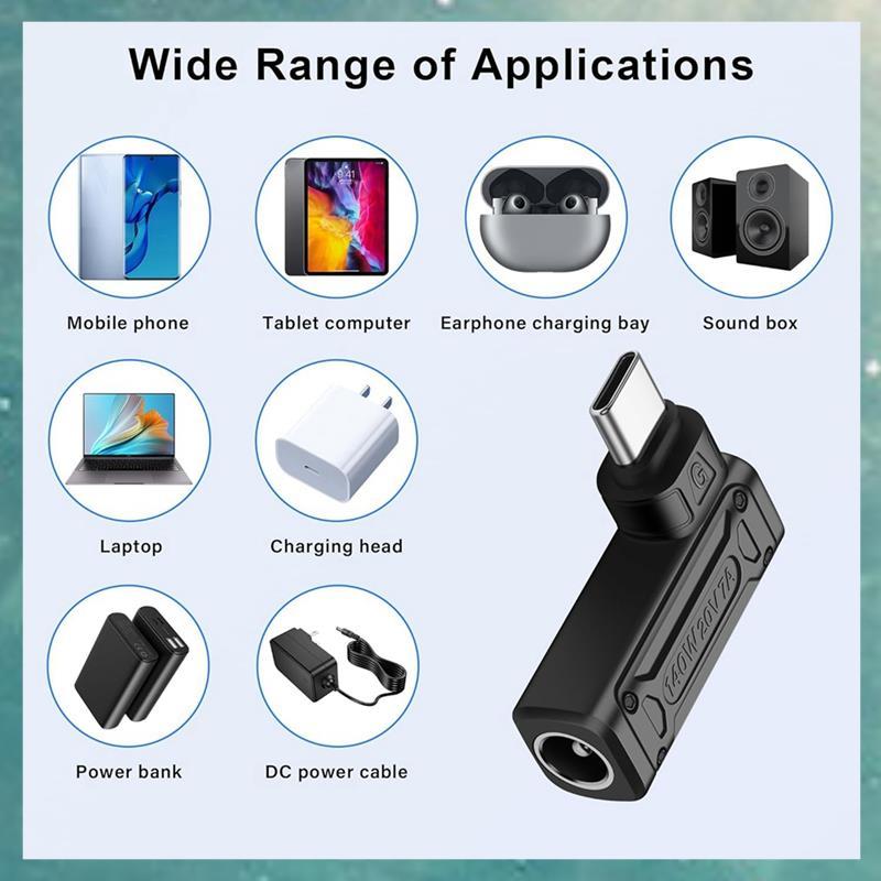 [uhktyltui.vn] Bộ chuyển đổi sạc nguồn PD 140W DC sang Type C Đầu vào DC Nữ sang đầu nối USB C Nam cho điện thoại, máy tính bảng, máy tính xách tay (G)