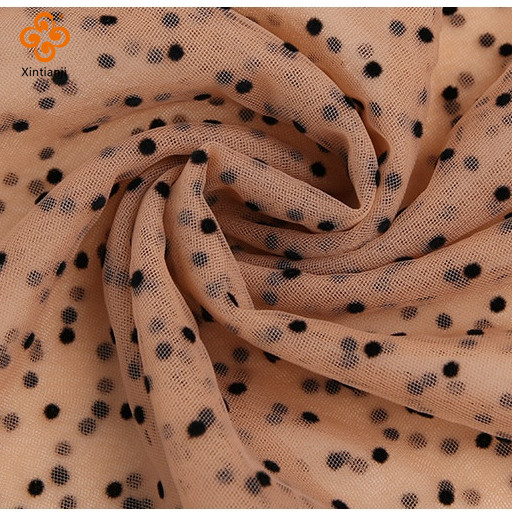 Đổ xô Lưới Dệt Kim Vải Nylon Đen Trắng Chấm Bi Lưới Vải DIY Để May Váy Cưới Mỗi Sân TJ5118