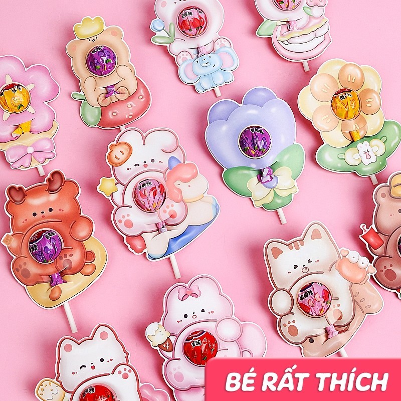 Giấy Bọc Kẹo Mút Hoạt Hình Cute, Thẻ Cắm Kẹo - Phụ Kiện Trang Trí Tiệc, Quà Tặng Xinh Xắn Cho Bé