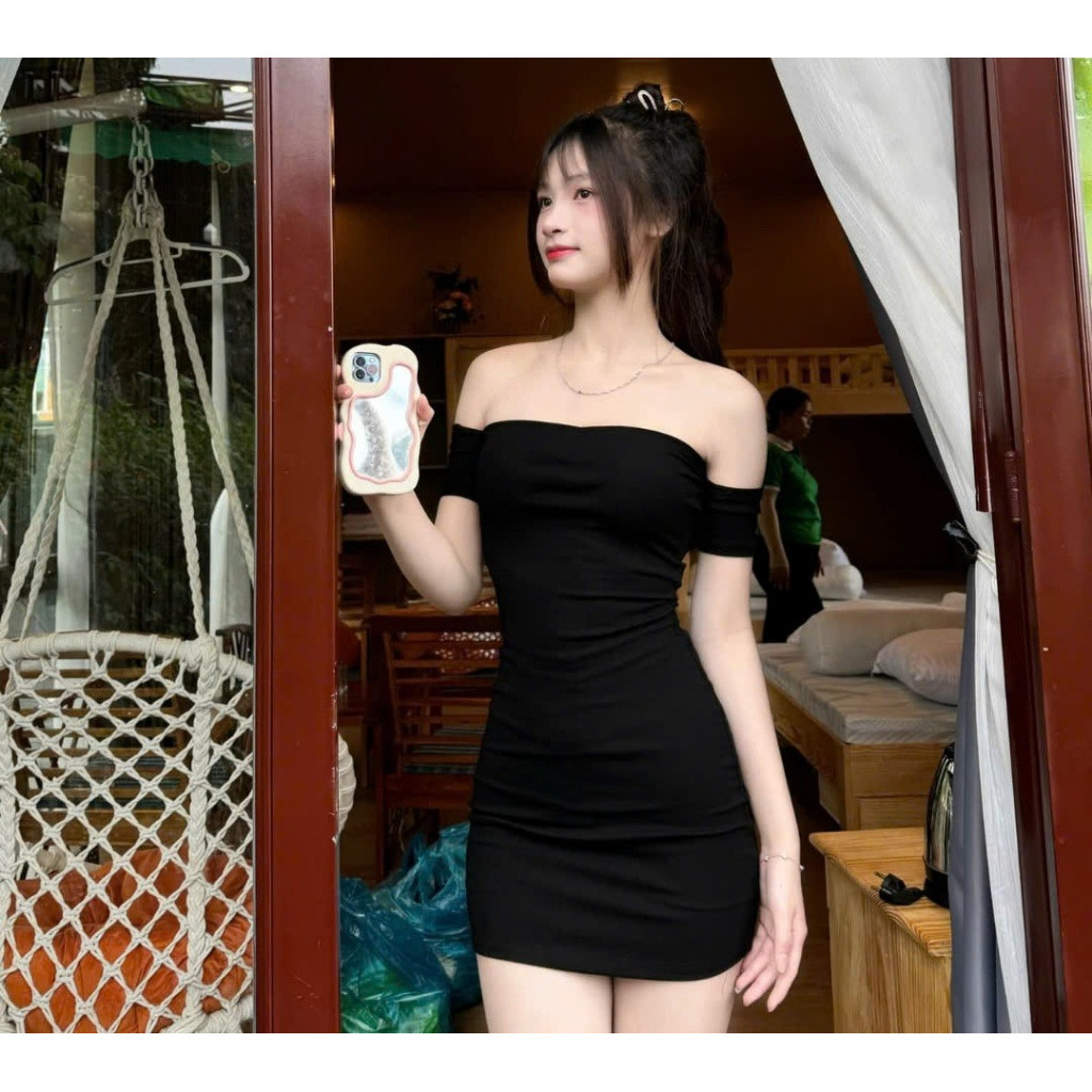 Đầm Body Ống Trễ Vai, Đầm Thun Ôm Tôn Dáng Ngắn Kiểu Rớt Tay Cho Nữ Gợi Cảm_D064