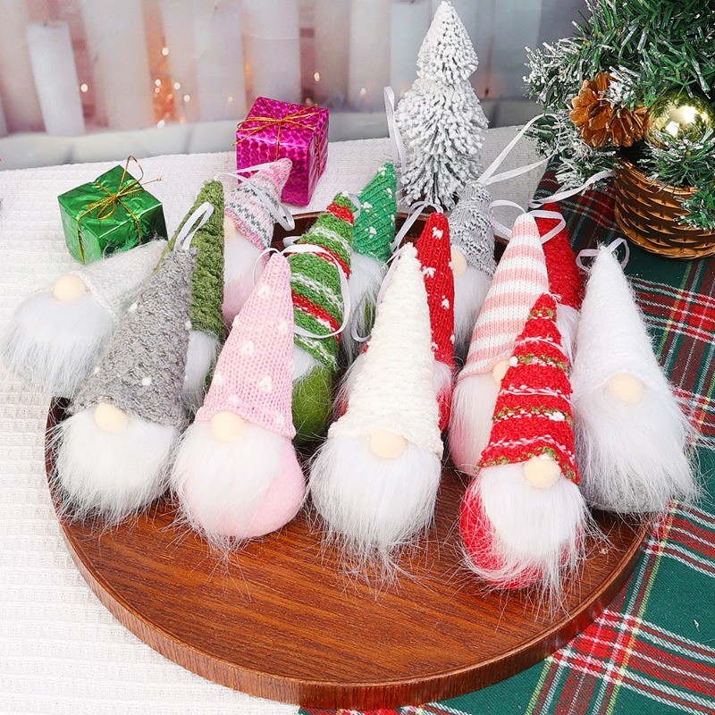 [H & L] Đồ trang trí treo cây thông Noel - 3 mặt dây chuyền búp bê dệt kim Giáng sinh - Quà tặng ông già Noel bằng vải - Đồ dùng dự tiệc Giáng sinh - Trang trí Giáng sinh vui vẻ