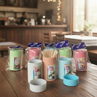 Hũ tăm RICO nắp trượt mini – màu pastel nhẹ nhàng, có họa tiết hoa đẹp