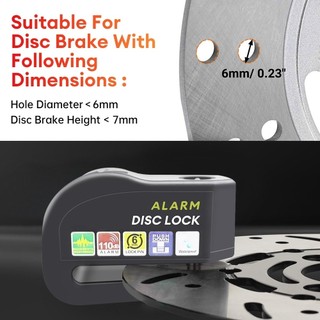 COD Khóa đĩa xe máy xe máy Khóa xe thích hợp cho khóa phanh đĩa xe máy, xe đạp, có thể báo động khoá chống trộm xe