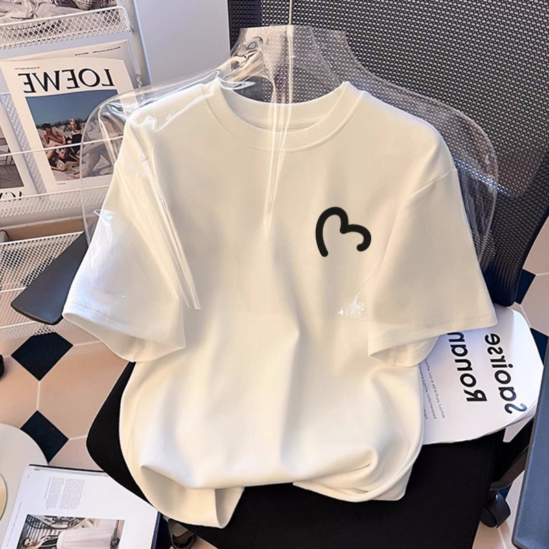 áo thun nữ form rộng Mùa hè giản dị phụ nữ tay áo ngắn áo phông tình yêu in unisex 100% cotton - Local Brand