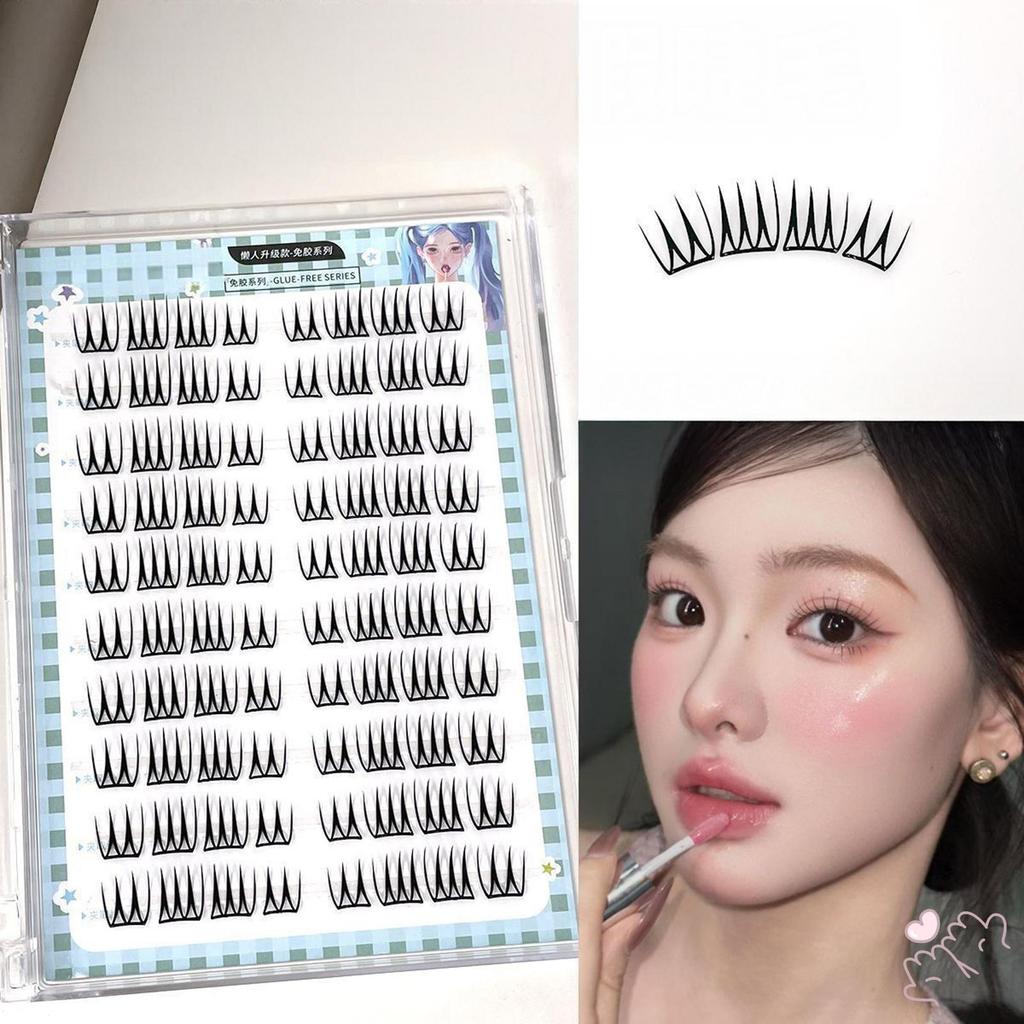 IOIIK 10 hàng--Cụm đơn không keo cho phụ nữ Lông mi có thể tái sử dụng trái & phải Thích hợp cho phụ nữ mọi lứa tuổi