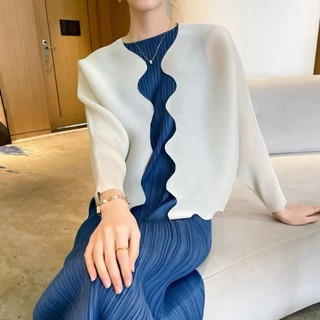 Áo Khoác Miyake Thu Đông, Thiết Kế Đơn Giản, Tay Dài, Chất Liệu Nhẹ