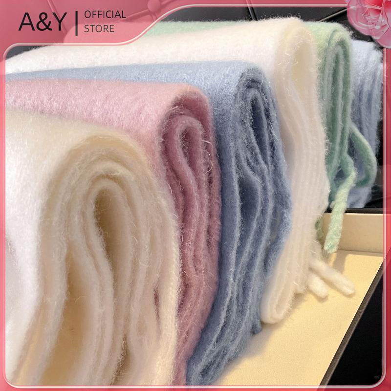 Khăn quàng cổ cashmere nữ, dày và ấm áp, phù hợp mùa đông, thiết kế cổ điển màu trơn.