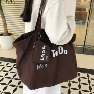 Túi vải canvas màu đỏ chữ lười phong cách Hàn Quốc