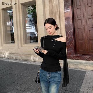 EGN Áo thun dài tay hở vai kiểu Pháp dành cho nữ N