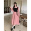 đầm xinh hồng tay dài polo nữ vintage pháp dáng dài tiệc sang trọng đầm công sở trẻ trung suông hack dáng
