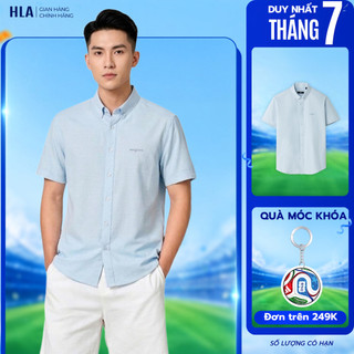 [HỎA TỐC 4H] Áo Sơ Mi Tay Ngắn Nam Xanh Nhạt HLA - Vải Cotton Mix Poly Cao Cấp, Mềm Mịn, Đứng Form
