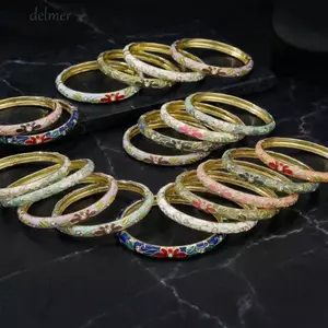 DELMER Vintage Cloisonne Lắc Tay, Hoa Lớn Lắc Tay, Ấn Độ Men Cổ Điển Vintage Vòng Tay Nữ Cho Nữ Cô Gái