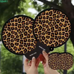 Quạt cầm tay Mini QEARY, Quạt cầm tay có kích thước bỏ túi họa tiết bóng đá, Quạt in họa tiết da báo mùa hè nhẹ sáng tạo