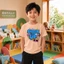 Áo thun bé trai nhỏ hình hoạt hình Co giãn tốt họa tiết chữ thuần bé trai lớn