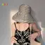 < Honeyba > Mũ lưỡi trai rộng thời trang có thể gập lại Mũ ngư dân sọc mùa hè chống gió Mũ chống tia cực tím Mũ đi biển Mũ thoáng khí Đẹp