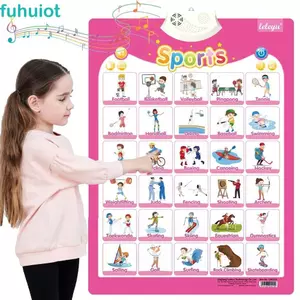 FUHUIOT Kids Learning Talking Poster, Sách âm thanh PVC Biểu đồ tường nói chuyện tương tác, Số Anima Điểm giáo dục sớm Đọc bảng chữ cái điện tử Trẻ mới biết đi Cha mẹ và con cái