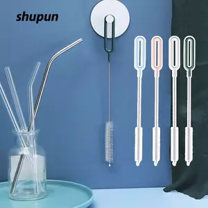 Bàn chải Nylon SHUPUN, có tay cầm dài Bàn chải làm sạch ống hút bằng thép không gỉ, Tiện ích nhà bếp Dụng cụ làm sạch ống hút có thể tái sử dụng gia dụng