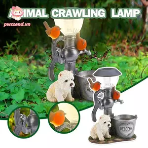 PWSEND Chó / Mèo / Thỏ Tượng Trang Trí Sân Vườn Có Đèn Chống Ăn Mòn Thủ Công Đồ Trang Trí Điêu Khắc Mèo