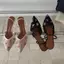 TT Thêu Hoa Mũi Nhọn Giày Sandal Nữ Mùa Hè Một Từ Dây Đeo Stiletto Giày Thời Trang Tính Khí Dép Dép Nửa Dép