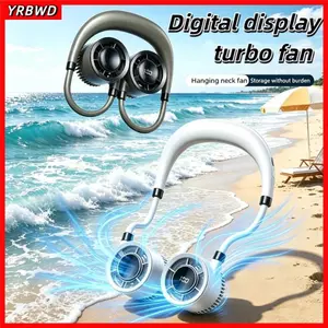 Quạt cổ YRBWD, Màn hình hiển thị kỹ thuật số sạc nhanh Quạt nhỏ, Thiết kế treo cổ di động bằng nhựa Quạt treo nhẹ Sử dụng trong nhà