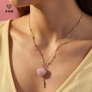 Mặt dây chuyền hộp Nelace vàng hồng cho bé gái Mở giai đoạn đóng trang sức sang trọng Nhẫn có thể điều chỉnh cho bữa tiệc tốt nghiệp [Mina]
