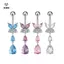Nhẫn xỏ lỗ rốn bằng thép không gỉ thời trang hình bướm Zircon dành cho nữ Trang sức cơ thể [Mina]