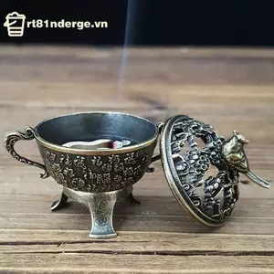 GE Magpie Luy Hương Đốt Kim Loại Sen Lư Hương Bát Đựng Hương Có Tay Cầm Thiền Yoga Trang Trí Nhà Phong Cách Cổ VN