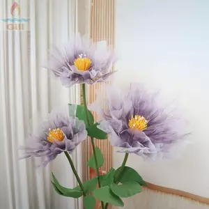 GIL Hoa Mẫu Đơn Nhân Tạo, Đầu Hoa Lớn 40 / 50cm Lụa, Cánh Hoa Lông Tơ Lớp Ngoài Trời Hoa Giả Trang Trí Tiệc Tại Nhà