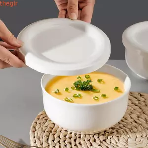 Bát trứng hấp bằng gốm THEGIRL8B, chịu nhiệt có nắp Pudding Bát, Tranh dưới băng gia dụng Bát súp an toàn cho lò vi sóng dày