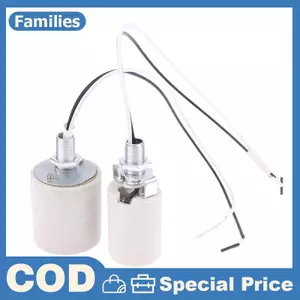 E14 / E27 Gốm Vít Đèn Giá Đỡ Đèn LED Chịu Nhiệt Adapter Sử Dụng Tại Nhà Mũi Tròn Cho Đế Bóng Đèn Có Cáp