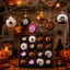 DONOVANQQ 16 Cái / bộ Mặt dây chuyền trang trí Halloween, Mặt dây chuyền bóng treo Halloween vẽ tròn, Nhựa quyến rũ Halloween 6cm Mặt dây chuyền cây trang trí Cây trang trí treo
