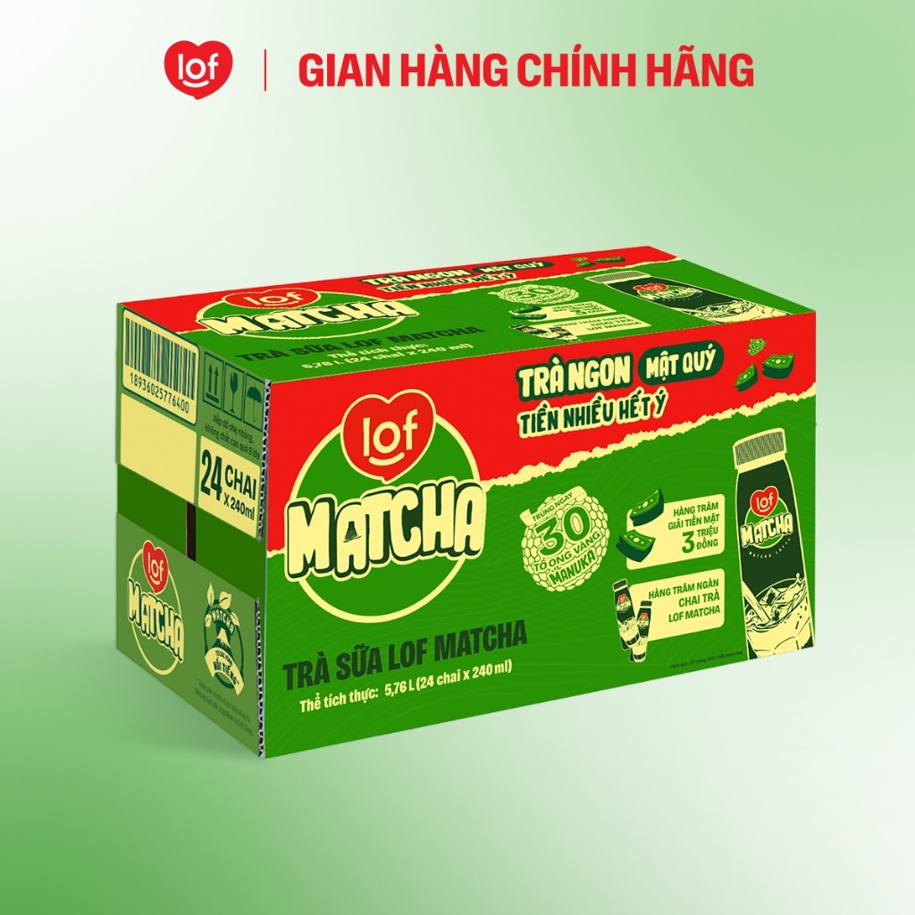 [SHOPEE OA] Trà sữa Lof Matcha thùng 24 chai x 240ml