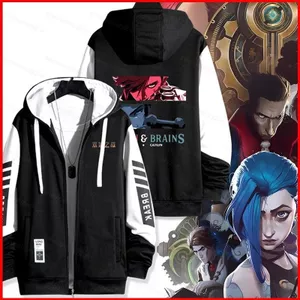 Arcane Liên Minh Huyền Thoại 2 Vi Caitlyn anime Dây Kéo Áo Khoác Áo Unisex Top