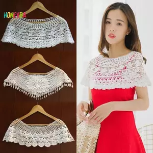 < Honeyba > Nữ Dệt Kim Rỗng Ra Khăn Choàng Quấn Đám Cưới Cô Dâu Đầm Dạ Hội Ren Khăn Choàng Cưới Hoa Hướng Dương Ren Shrug Cape Poncho Đẹp