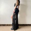 Y2K Dạo Phố Cao Cấp Lưới Chắp Vá Chia Viền Ruched Bodycon Gợi Cảm Giữa Váy Đáy