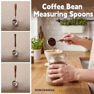 Thìa đo cà phê DONOVANQQ, Tay cầm bằng gỗ Tay cầm dài Cốc đo hạt cà phê, Tay cầm tiện dụng cổ điển 30ML Muỗng đường cà phê có thể tái sử dụng Tiện ích nhà bếp