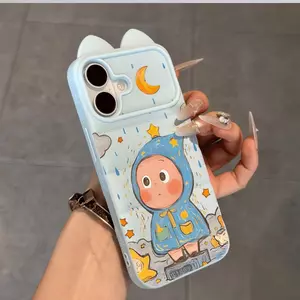 Ốp lưng bé áo mưa mặt trăng cho iPhone17promax 16/15plus thư giãn 14/13/12