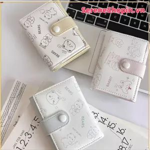 Ví nữ Mini SERENE, Hộp đựng thẻ tín dụng in hoạt hình nhẹ, Ví gấp ba PU