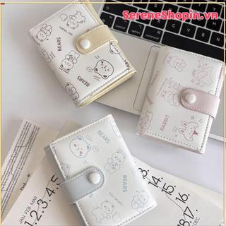 Ví nữ Mini SERENE, Hộp đựng thẻ tín dụng in hoạt hình nhẹ, Ví gấp ba PU