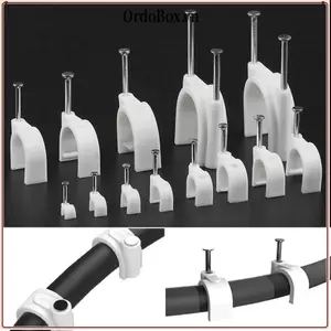 ORDOBOX 100 Chiếc Kẹp Cáp, Ống PVC Hình Chữ U Vòng Tròn Kẹp Tường, Bền Treo Tường Cố Định Kẹp Dây Khóa Nhà